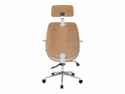 Miliboo Sillón de oficina de dirección de diseño , madera clara y acero cromado MUSK Blanco Discount