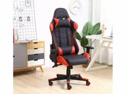 VS Venta-stock Sillón de Oficina Gaming , Piel sintética, inclinación y Altura Regulable Rojo