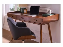 Miliboo Sillón de oficina moderno negro con madera oscura SANDRO Marru00f3n Outlet