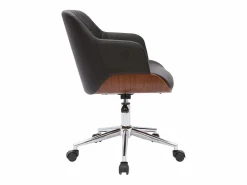 Miliboo Sillón de oficina moderno negro con madera oscura SANDRO Marru00f3n Outlet