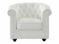 Vente-unique Sillón de piel de búfalo CHESTERFIELD Blanco Discount