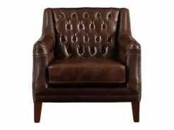 LINEA SOFA Sillón de piel envejecida COLBERT - Color marrón Marru00f3n chocolate Outlet