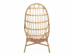 Sillón de ratán en forma de huevo con cojín natural^Sweeek Sale