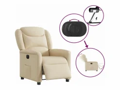 Sillón de relax | Silla | Sillón reclinable eléctrico de tela SHL4065 Crema Discount