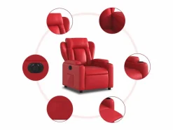 Sillón de relax | Silla | Sillón reclinable eléctrico de cuero sintético SHL2589 Rojo Best