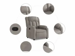 Sillón de relax | Silla | Sillón reclinable de tela gris taupe SHL8517 Topo New
