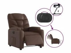 Sillón Relax|Sillón de relax | Silla | Sillón reclinable eléctrico de cuero sintético marrón SHL2013