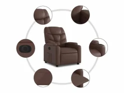 Sillón Relax|Sillón de relax | Silla | Sillón reclinable eléctrico de cuero sintético marrón SHL2013
