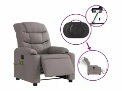 Sillón de relax | Sillón reclinable de masaje eléctrico tela gris taupe SHL4423^ Sale