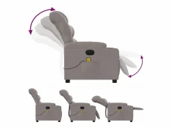 Sillón de relax | Sillón reclinable de masaje eléctrico tela gris taupe SHL4423^ Sale