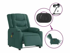 Sillón De Masaje|Sillón de relax | Sillón reclinable de masaje eléctrico tela verde oscuro SHL2840