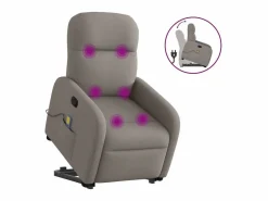 Sillón De Masaje|Sillón de relax | Sillón reclinable de masaje elevable tela gris taupé SHL2493