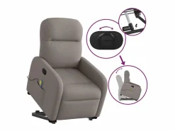 Sillón De Masaje|Sillón de relax | Sillón reclinable de masaje elevable tela gris taupé SHL2493