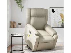 Sillón de relax | Sillón reclinable de masaje de pie cuero artificial color SHL4204 Crema New