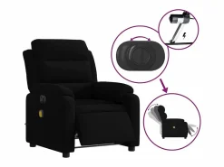 Sillón de relax | Sillón reclinable de masaje eléctrico terciopelo SHL8096 Negro Hot