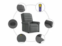 Sillón De Masaje|Sillón de relax | Sillón reclinable de masaje de tela gris oscuro SHL9685