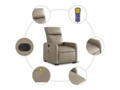 Sillón de relax | Sillón reclinable de masaje eléctrico cuero sintético capuchino SHL8939^ Hot