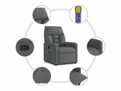 Sillón de relax | Sillón reclinable de masaje de tela gris oscuro SHL8722 Gris antracita Online