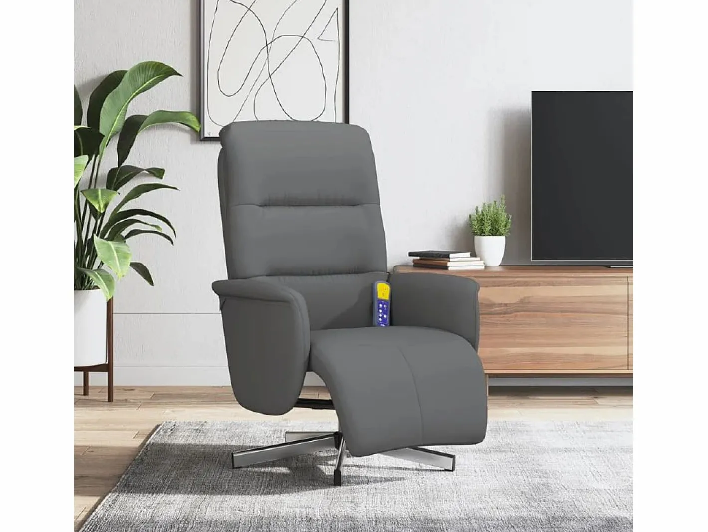 Sillón de relax | Sillón reclinable de masaje con reposapiés tela gris oscuro SHL4573^ Outlet