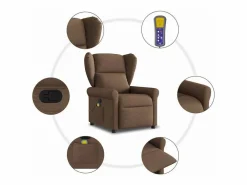 Sillón de relax | Sillón reclinable con masaje de tela marrón SHL2524^ Sale