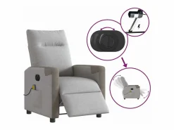 Sillón de relax | Sillón reclinable de masaje eléctrico tela nube SHL7511 Gris