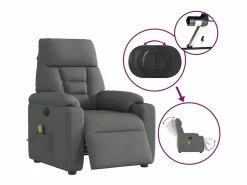 Sillón de relax | Sillón reclinable de masaje eléctrico tela gris oscuro SHL4893 Gris antracita New