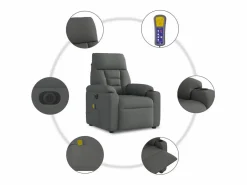 Sillón de relax | Sillón reclinable de masaje eléctrico tela gris oscuro SHL4893 Gris antracita New