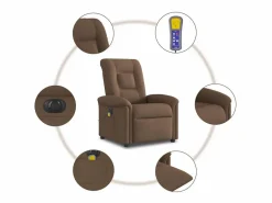 Sillón de relax | Sillón reclinable de masaje eléctrico tela marrón SHL5298^ New