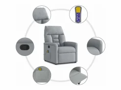 Sillón de relax | Sillón reclinable de masaje de tela claro SHL4300^ Outlet