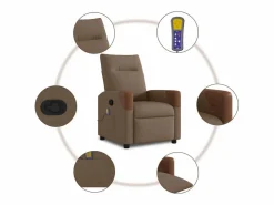 Sillón de relax | Sillón reclinable con masaje de tela marrón SHL6729^ Clearance