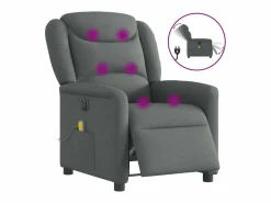 Sillón de relax | Sillón reclinable de masaje eléctrico tela gris oscuro SHL6422 Gris antracita Outlet
