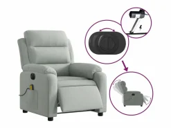Sillón de relax | Sillón reclinable de masaje eléctrico terciopelo claro SHL5120^ Sale