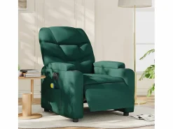Sillón de relax | Sillón reclinable de masaje eléctrico tela verde oscuro SHL7306^ Sale