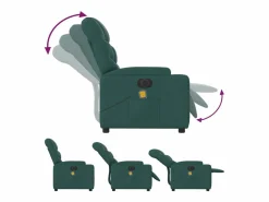 Sillón de relax | Sillón reclinable de masaje eléctrico tela verde oscuro SHL7306^ Sale