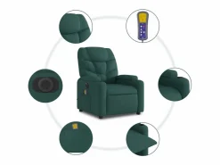 Sillón de relax | Sillón reclinable de masaje eléctrico tela verde oscuro SHL7306^ Sale