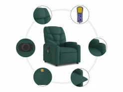Sillón de relax | Sillón reclinable de masaje eléctrico tela verde oscuro SHL7306^ Sale