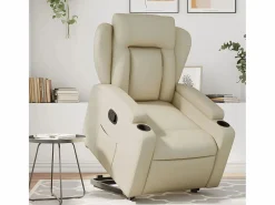 Sillón de relax | Sillón reclinable elevable cuero artificial color SHL4404 Crema Best