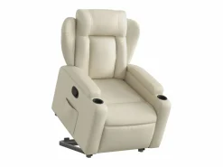 Sillón de relax | Sillón reclinable elevable cuero artificial color SHL4404 Crema Best