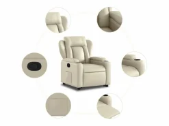 Sillón de relax | Sillón reclinable elevable cuero artificial color SHL4404 Crema Best
