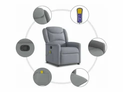 Sillón de relax | Sillón reclinable de masaje de tela claro SHL5692 Gris Discount