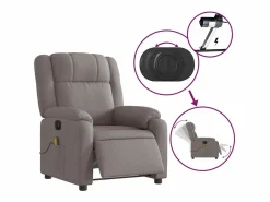Sillón de relax | Sillón reclinable de masaje eléctrico tela gris taupe SHL5001 Topo Discount
