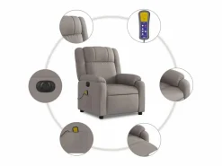 Sillón de relax | Sillón reclinable de masaje eléctrico tela gris taupe SHL5001 Topo Discount