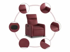 Sillón de relax | Sillón reclinable de cuero sintético tinto SHL6703^ Hot