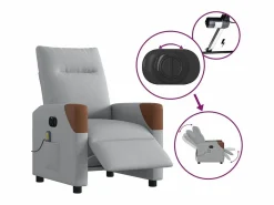 Sillón de relax | Sillón reclinable de masaje eléctrico tela claro SHL8572^ Discount