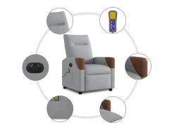 Sillón de relax | Sillón reclinable de masaje eléctrico tela claro SHL8572^ Discount