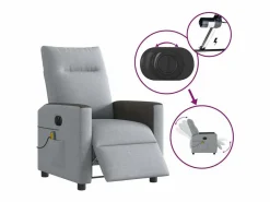 Sillón de relax | Sillón reclinable de masaje eléctrico tela claro SHL3741^ Best