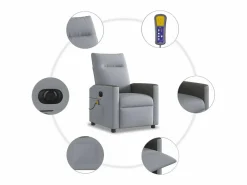 Sillón de relax | Sillón reclinable de masaje eléctrico tela claro SHL3741^ Best