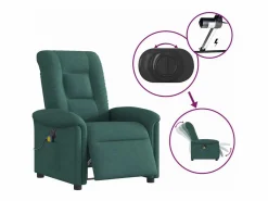 Sillón de relax | Sillón reclinable de masaje eléctrico tela verde oscuro SHL8429^ Best