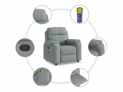 Sillón de relax | Sillón reclinable de masaje de tela claro SHL6895 Gris