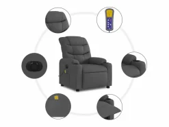 Sillón De Masaje|Sillón de relax | Sillón reclinable de masaje eléctrico tela gris oscuro SHL5950